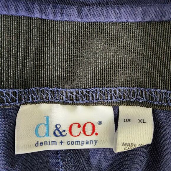 Denim & Co. Women's Pants Size XL Knit Easy Flex Twill Crop Kick Navy A596313 - Picture 6 of 8